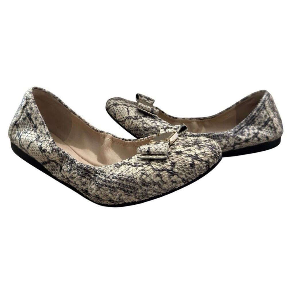 Cole Haan TALI Grand.os Bow Ballet Flats Snake Print Leather Womens 10/41 $150